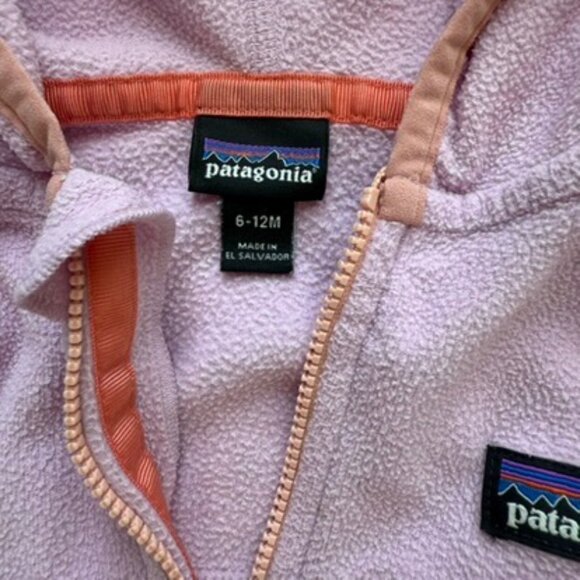 Patagonia Baby Micro D Snap-T Fleece Hoodie Pink Purple 6-12M - Picture 4 of 5